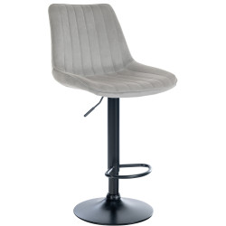 Tabouret de bar Toni, velours, noir et gris