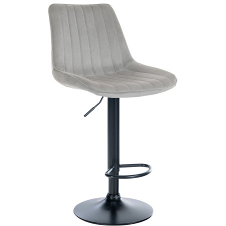 Tabouret de bar Toni en velours noir gris