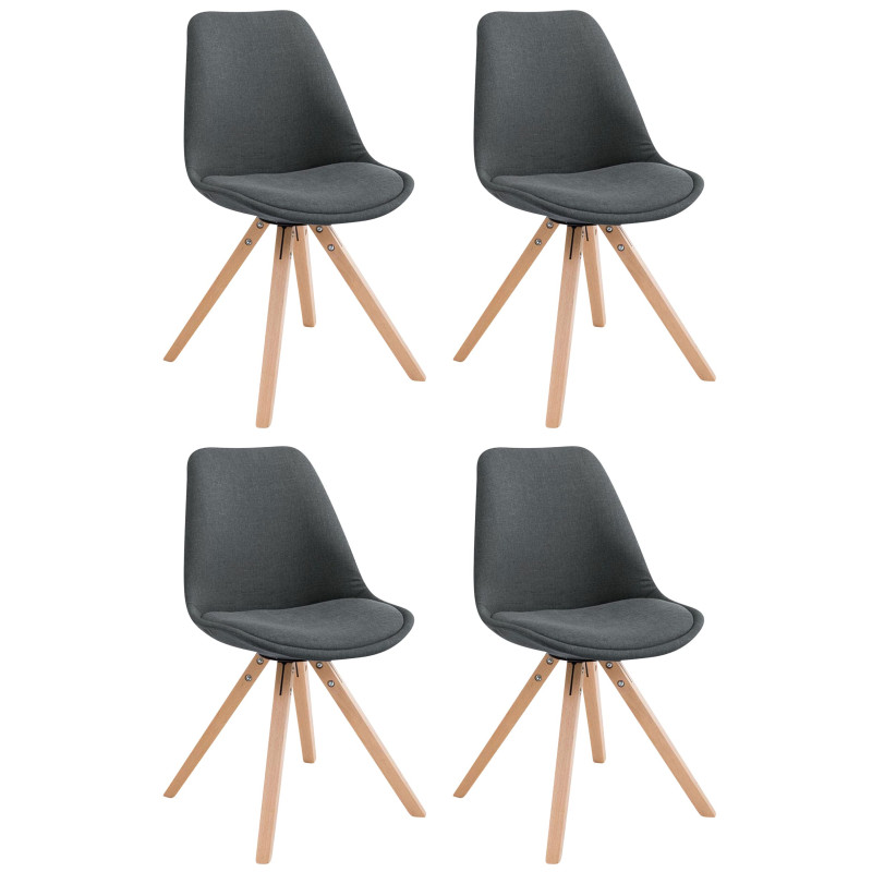 Lot de 4 chaises visiteurs Toulouse tissu Square Natura gris foncé