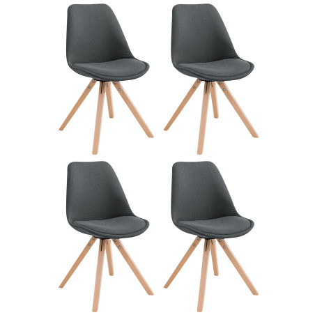 Pack de 4 sillas de comedor Toulouse Square en tela Gris oscuro,Natural