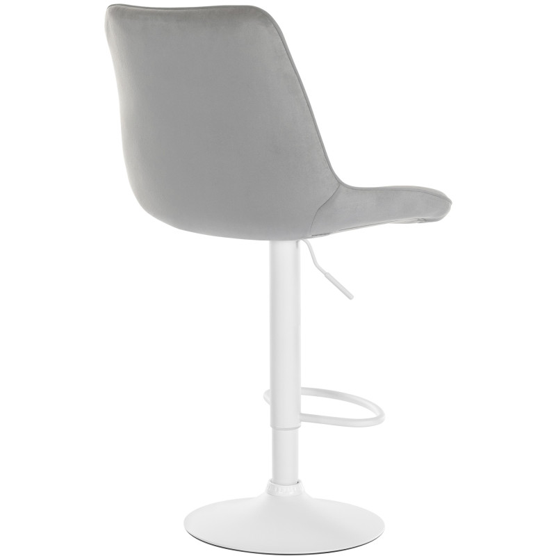 Tabouret de bar Toni en velours, blanc/gris
