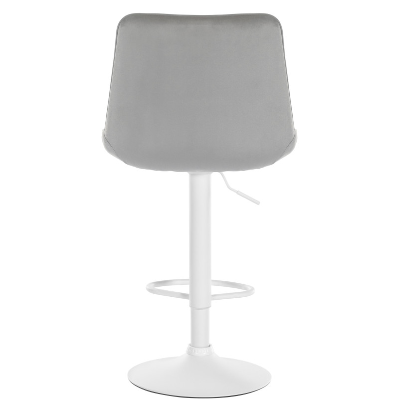 Tabouret de bar Toni en velours, blanc/gris