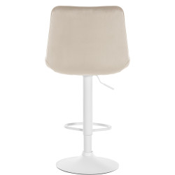 Tabouret de bar Toni en velours blanc crème