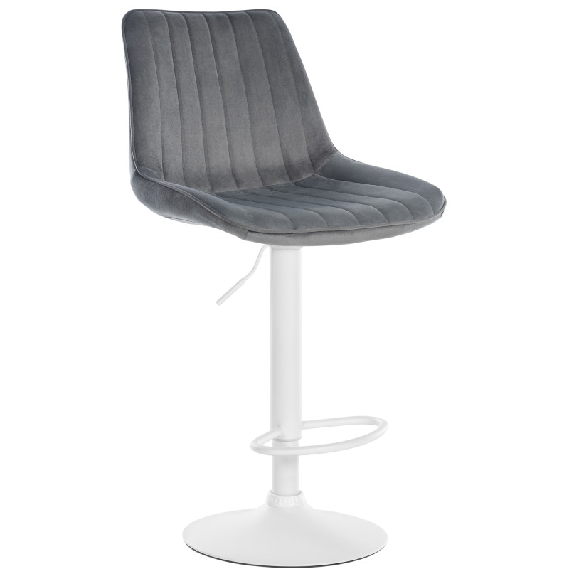 Tabouret de bar Toni en velours blanc gris foncé