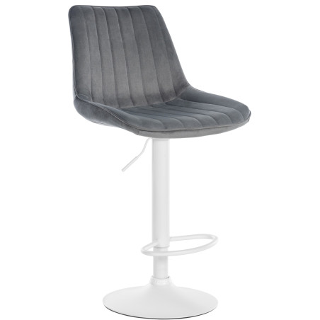 Tabouret de bar Toni en velours blanc gris foncé