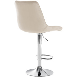 Tabouret de bar Toni en velours, chrome et crème