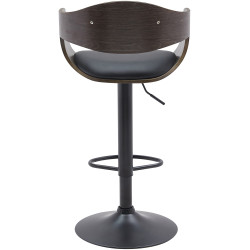Tabouret de bar Kingston B, similicuir noir/gris