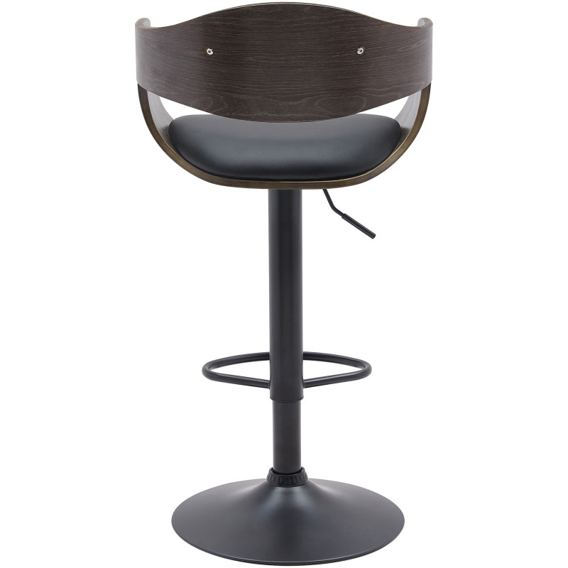 Tabouret de bar Kingston B, similicuir, noir/gris