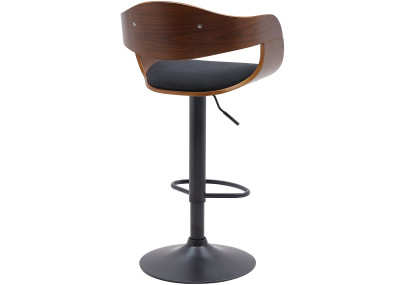 Tabouret de bar Kingston B, tissu noyer/noir
