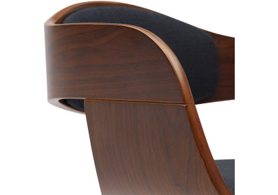 Tabouret de bar Kingston B, tissu noyer/noir