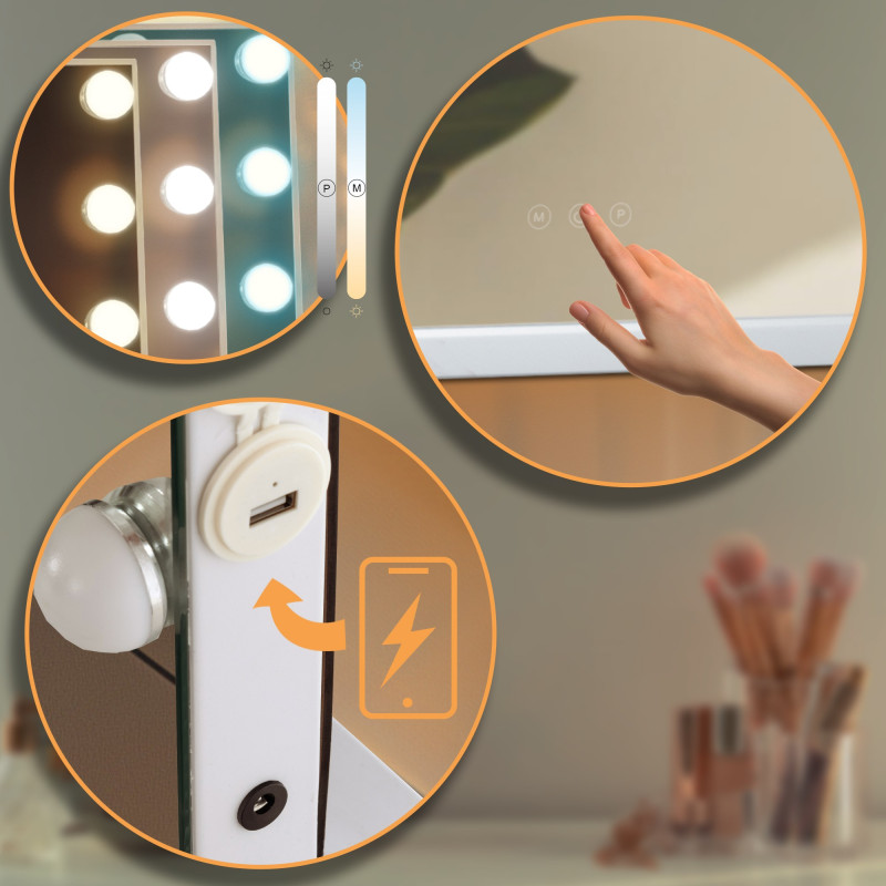 Espejo de maquillaje Murrieta Blanco