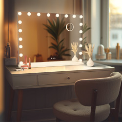 Miroir de maquillage Norlina avec Bluetooth, blanc