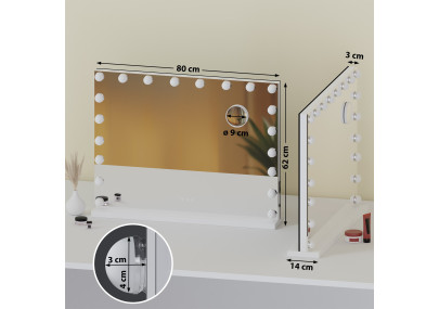 Miroir de maquillage Norlina avec Bluetooth, blanc