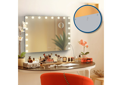 Miroir de maquillage Norlina avec Bluetooth, blanc