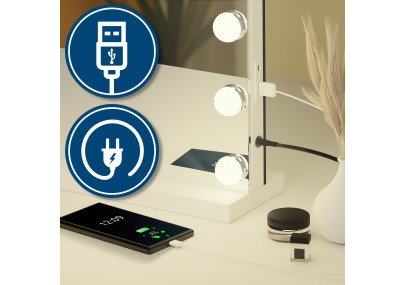 Miroir de maquillage Norlina sans Bluetooth, blanc