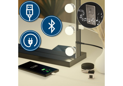 Miroir de maquillage Norlina avec Bluetooth, noir