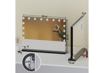 Miroir de maquillage Norlina sans Bluetooth, noir