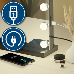 Miroir de maquillage Norlina sans Bluetooth, noir