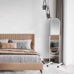 Miroir sur pied Nane ovale blanc