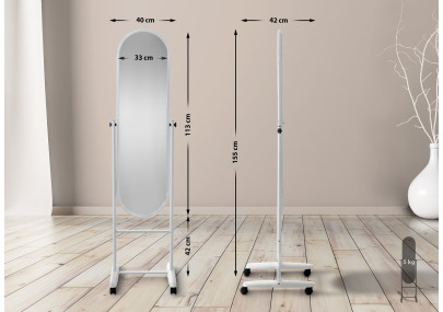 Miroir sur pied Nane ovale blanc