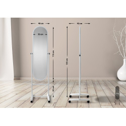Miroir sur pied Nane ovale blanc