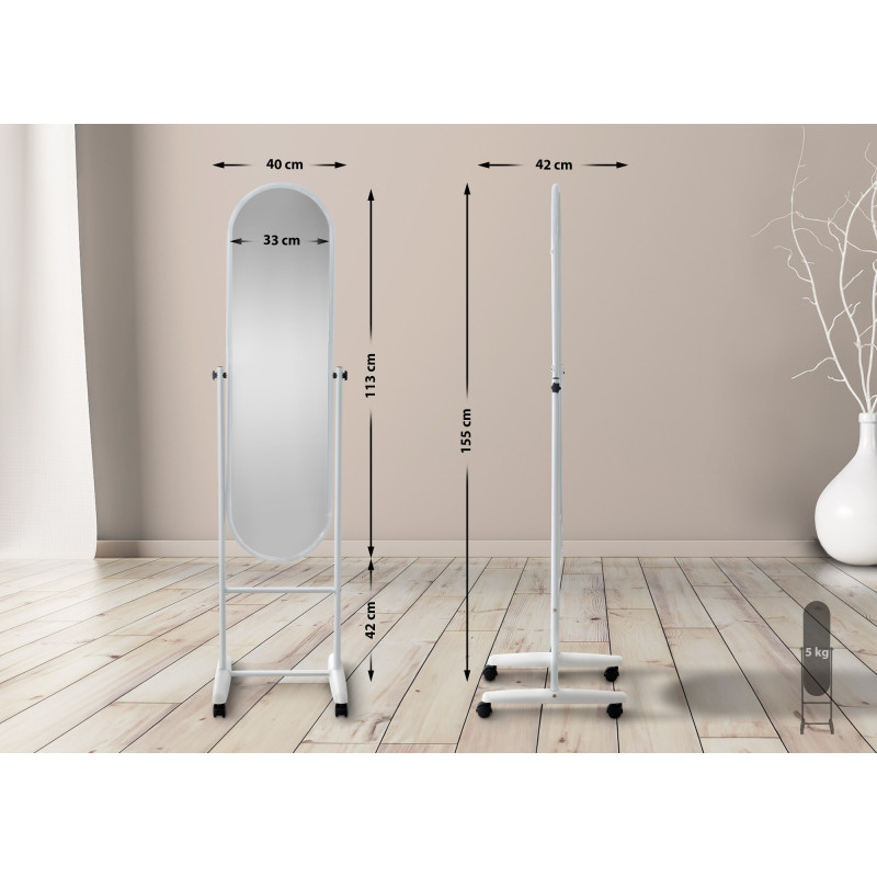 Specchio da terra ovale bianco Nane