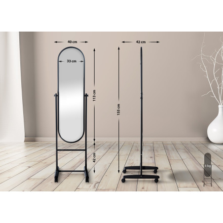 Specchio da terra Nane Ovale nero