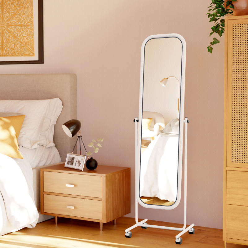 Miroir sur pied carré blanc Medusa