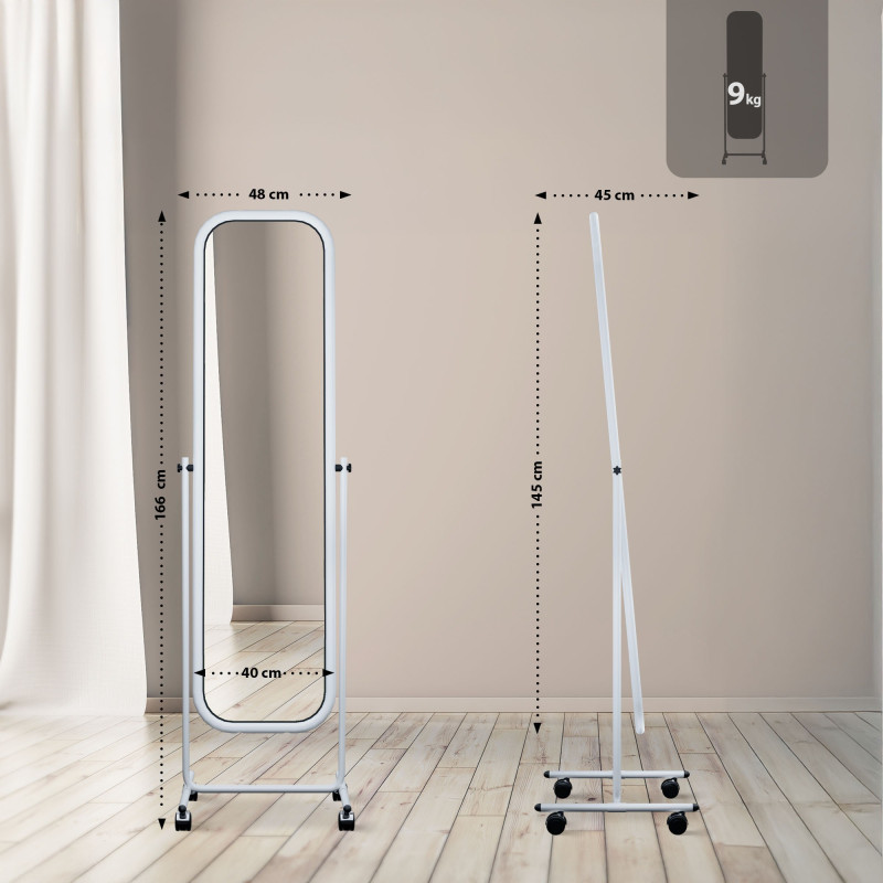 Miroir sur pied carré blanc Medusa