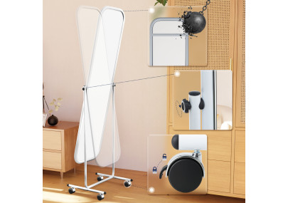 Miroir sur pied carré blanc Medusa