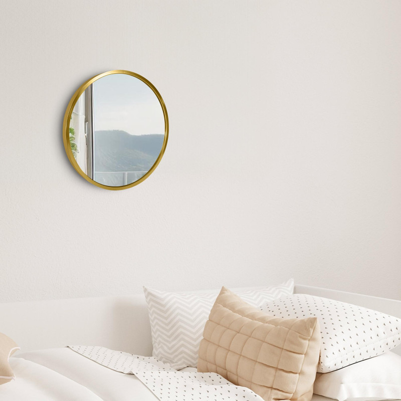 Miroir mural Elsie S, finition dorée brillante