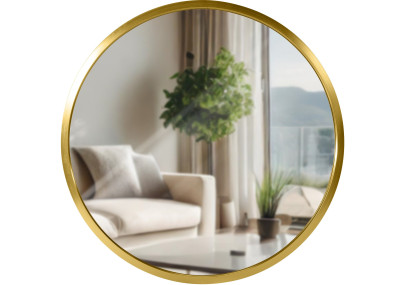 Miroir mural Elsie S, finition dorée brillante