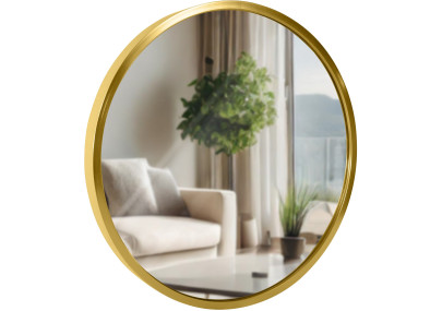 Miroir mural Elsie S, finition dorée brillante