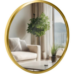 Miroir mural Elsie S, finition dorée brillante