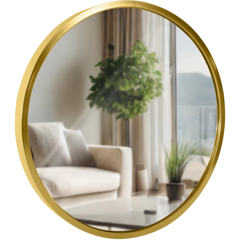 Miroir mural Elsie S, finition dorée brillante