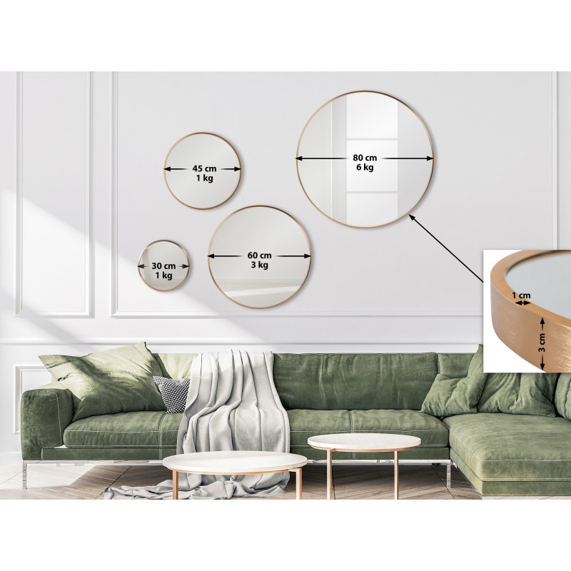 Miroir mural Elsie S, or mat