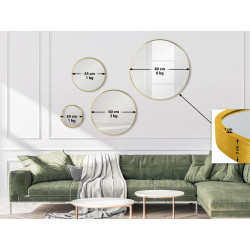 Miroir mural Elsie L, finition dorée brillante