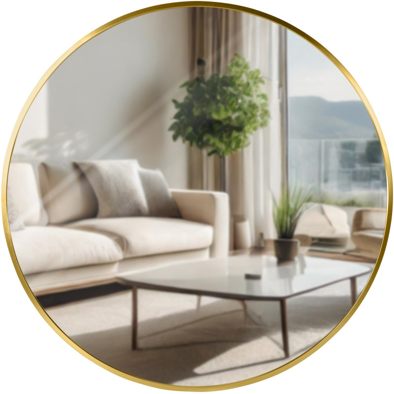 Miroir mural Elsie L, finition dorée brillante