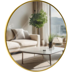 Miroir mural Elsie L, finition dorée brillante