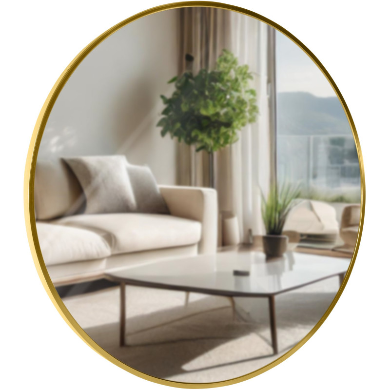 Miroir mural Elsie L, finition dorée brillante