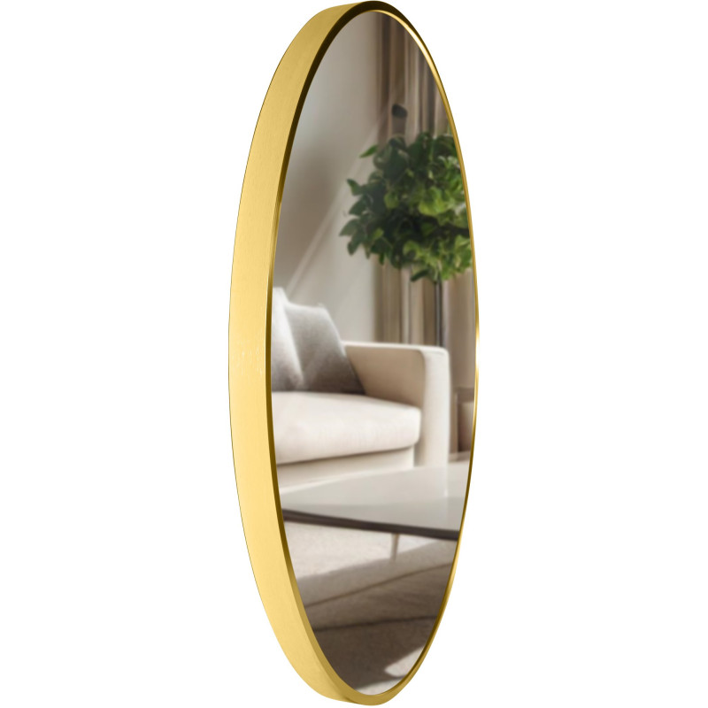 Miroir mural Elsie L, finition dorée brillante