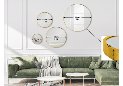 Miroir mural Elsie XL, finition or brillant