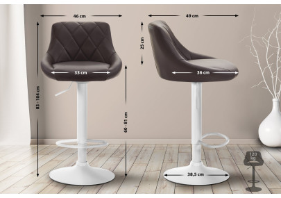 Tabouret de bar Lazio, similicuir, blanc/marron