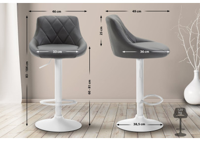 Tabouret de bar Lazio simili cuir blanc gris
