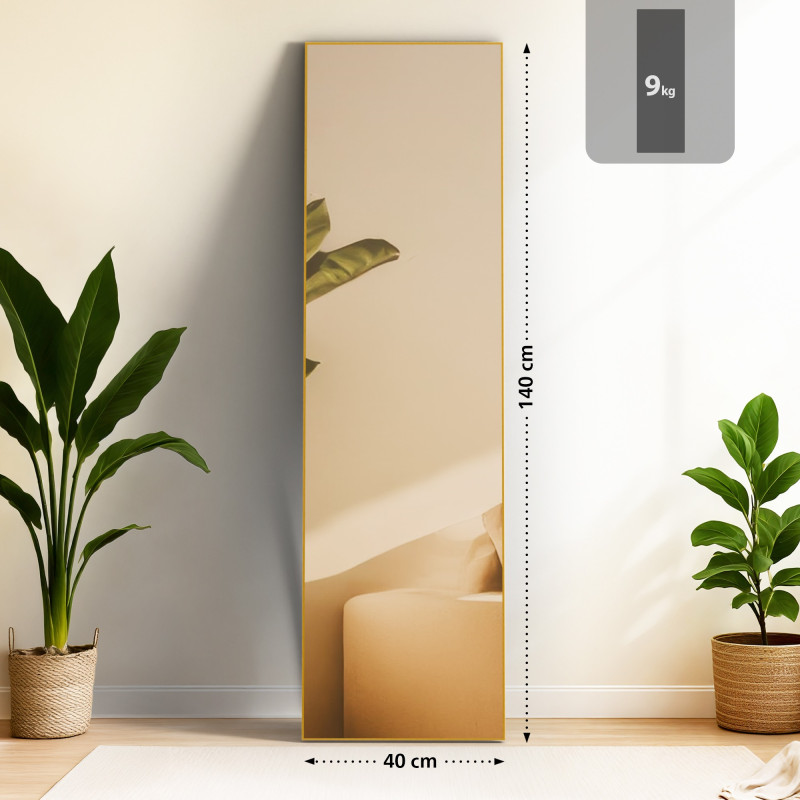 Specchio Benicia 140x40 cm finitura oro lucido