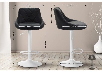 Tabouret de bar Lazio simili cuir blanc noir