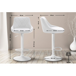 Tabouret de bar Lazio, similicuir, blanc blanc