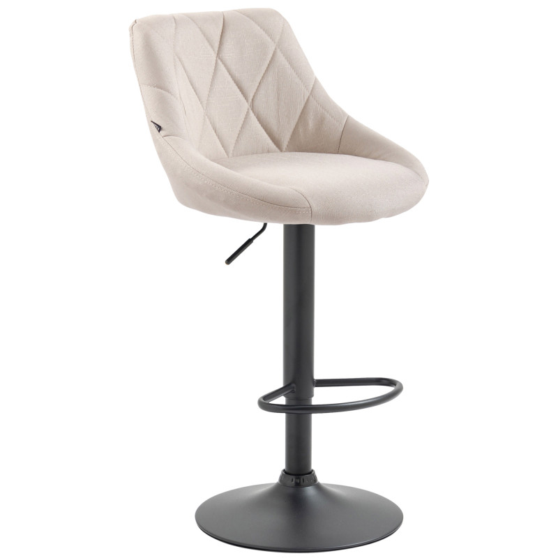 Taburete De Bar Lazio Tapizado En Tela Crema,Negro