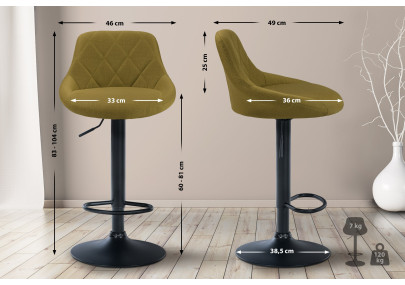 Taburete De Bar Lazio Tapizado En Tela Verde,Negro