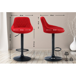 Tabouret de bar Lazio, tissu noir rouge